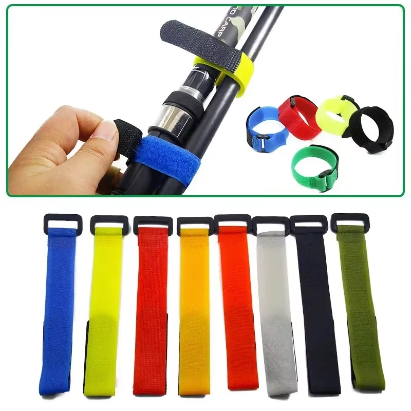 Fishing Rod Repair Kit - สายรัดคันเบ็ดตกปลาแบบใช้ซ้ำได้ 10 ชิ้น สายรัดแบบเมจิกเทป อุปกรณ์เสริมสำหรับตกปลา สายรัดแบบตะขอเกี่ยว